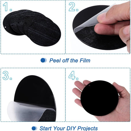 Acrylic Circle Blanks 4 Inch, 20 Pack Round Clear Disc Ornaments with Hole for DIY Keychain Project Crafting, Black Inch.