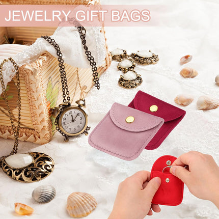 3x3 Inch Velvet Jewelry Pouches, 24 Pcs Packaging Gift Bags with Snap Button for Bracelet Necklace Rings Watch, Black -.