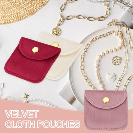 3x3 Inch Velvet Jewelry Pouches, 24 Pcs Packaging Gift Bags with Snap Button for Bracelet Necklace Rings Watch, Black -.