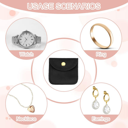 3x3 Inch Velvet Jewelry Pouches, 24 Pcs Packaging Gift Bags with Snap Button for Bracelet Necklace Rings Watch, Black -.