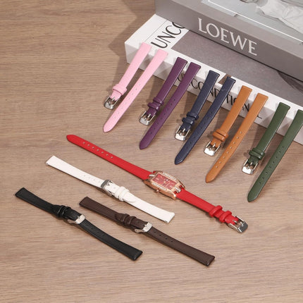 Leather Watch Band Soft Genuine Straps Quick Release Flexible Strap with Spring Bar Pins for Men Women Black 10mm.