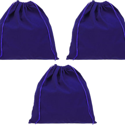 Large Velvet Bags With Drawstrings, 3 Pack 14 x Inch Hair Dryer Bag Treat Dust Hotel Storage for Travel Luggage Packing, Deep Blue -.