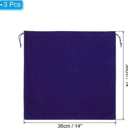 Large Velvet Bags With Drawstrings, 3 Pack 14 x Inch Hair Dryer Bag Treat Dust Hotel Storage for Travel Luggage Packing, Deep Blue -.
