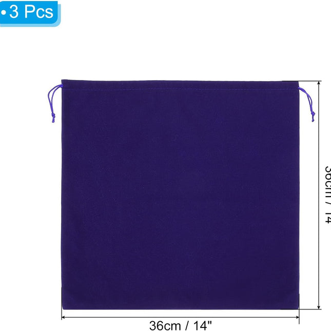 Large Velvet Bags With Drawstrings, 3 Pack 14 x Inch Hair Dryer Bag Treat Dust Hotel Storage for Travel Luggage Packing, Deep Blue -.