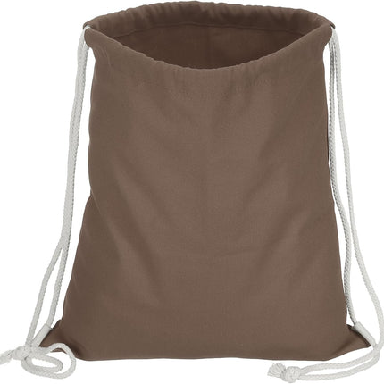 Cotton Drawstring Bags, Backpack Foldable Sports Gym Bags for Women Men Trip, Brown -.