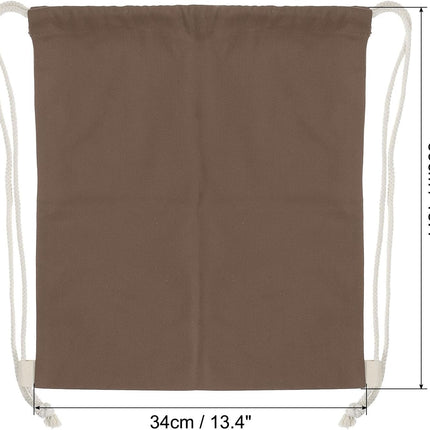 Cotton Drawstring Bags, Backpack Foldable Sports Gym Bags for Women Men Trip, Brown -.
