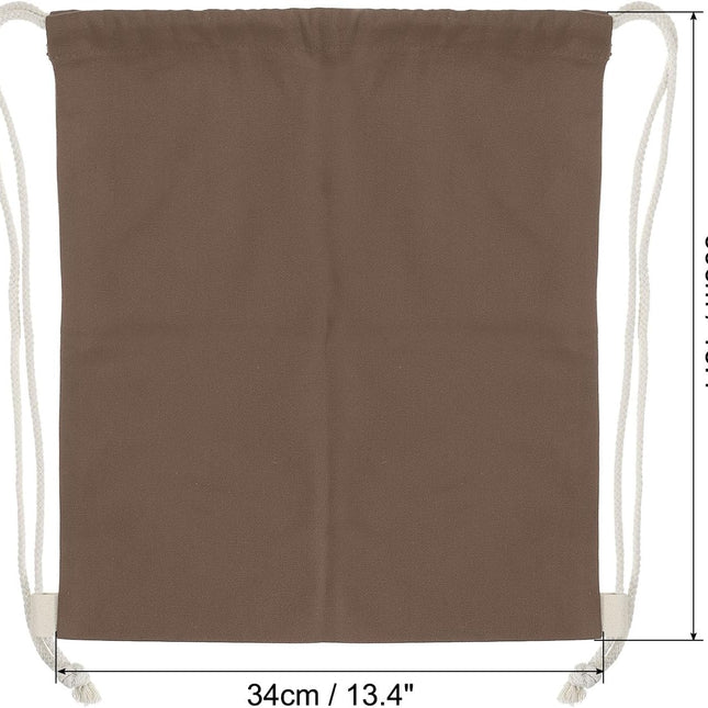 Cotton Drawstring Bags, Backpack Foldable Sports Gym Bags for Women Men Trip, Brown -.