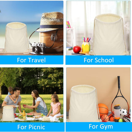 Cotton Drawstring Bags, Backpack Foldable Sports Gym Bags for Women Men Trip, Brown -.