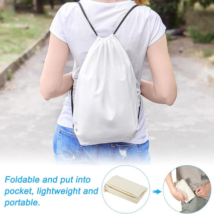 Cotton Drawstring Bags, Backpack Foldable Sports Gym Bags for Women Men Trip, Brown -.