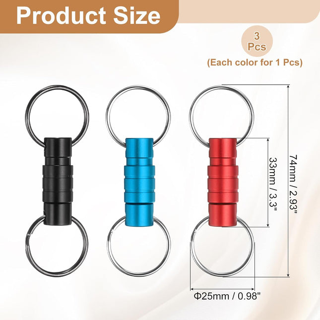 Quick Release Keychain, Detachable Pull Apart Key Rings Clip Spring Split Snap Separate Keychains Lock Holder Wine Red Blue -.