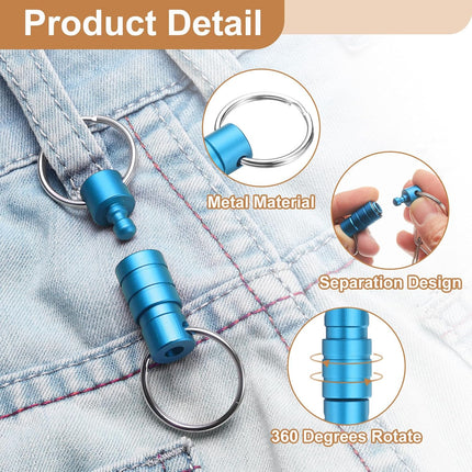Quick Release Keychain, Detachable Pull Apart Key Rings Clip Spring Split Snap Separate Keychains Lock Holder Wine Red Blue -.