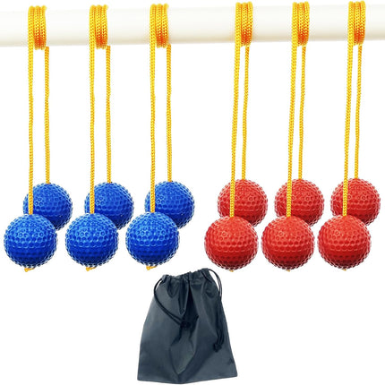 6 Pack Ladder Balls Toss Ball Replacement with Storage Bag for Match (Red Blue) Red Blue.