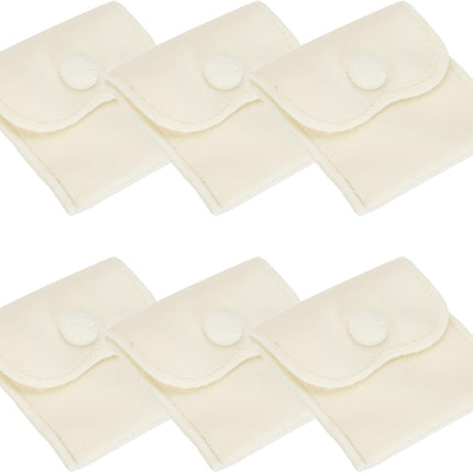3x3 Inch Velvet Jewelry Pouches, 6 Pcs Packaging Gift Bags with Snap Button for Bracelet Necklace Rings Watch, Beige.