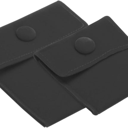 Jewelry Pouch, 2 Pack Soft Velvet Pouches with Snap Button Portable Storage for Rings Necklace Bracelet Earring Watch, Black(3x3, 4x4) Black -.