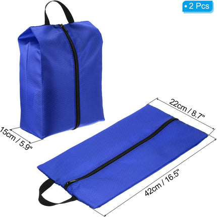Shoe Bags for Travel, 2 Pack Portable Nylon Bag with Zipper Waterproof Storage Organizer Travel Outdoor, Blue -.