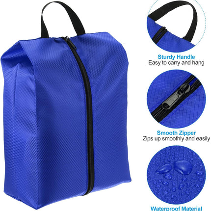 Shoe Bags for Travel, 2 Pack Portable Nylon Bag with Zipper Waterproof Storage Organizer Travel Outdoor, Blue -.
