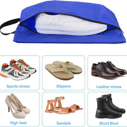 Shoe Bags for Travel, 2 Pack Portable Nylon Bag with Zipper Waterproof Storage Organizer Travel Outdoor, Blue -.