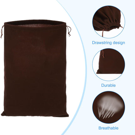 Shoe Dust Bag, 16 Pack Duster Flannel Shoes Pouch with Drawstring Washable Breathable Travel Bags for Home Luggage Storage, 12x17" Brown -.