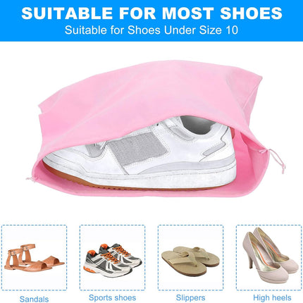 Shoe Dust Bag, 16 Pack Duster Flannel Shoes Pouch with Drawstring Washable Breathable Travel Bags for Home Luggage Storage, 12x17" Brown -.