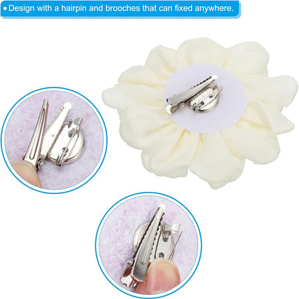 Rose Flower Hair Clips, Fabric Brooch Pins for Women Wedding Party Dance Dress Clothes Accessories Valentine's Day Gifts Cream -.