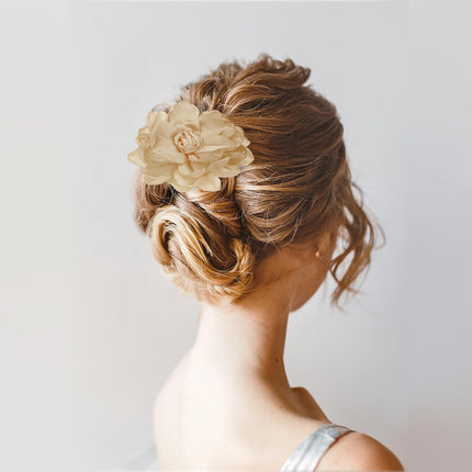 Rose Flower Hair Clips, Fabric Brooch Pins for Women Wedding Party Dance Dress Clothes Accessories Valentine's Day Gifts Cream -.