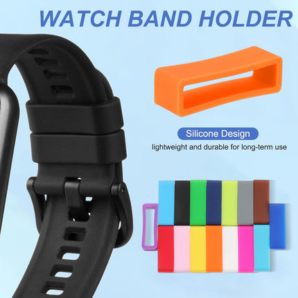 Watch Band Holder Loop, Silicone Replacement Fastener Rings Strap Keeper Orange 26mm.