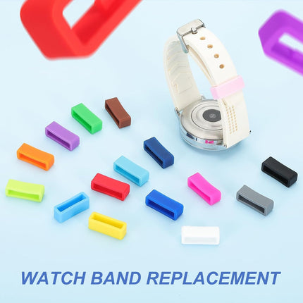 Watch Band Holder Loop, Silicone Replacement Fastener Rings Strap Keeper Orange 26mm.