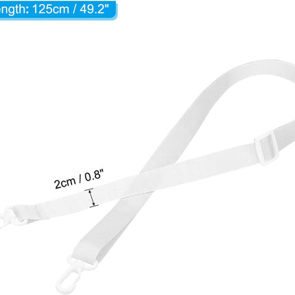 125cm x 2cm Replacement Shoulder Strap, 2 Pack Adjustable Swivel Clips Hook Buckle Slide Crossbody Bag Belt for Water Bottle Carrier Sling Bag, White -.