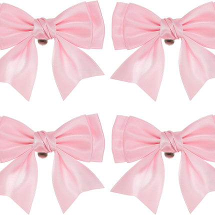Women Bow Shoe Clips, 4 Pcs Satin Elegant Detachable Bowknot Cute Embellishment Buckle for Decoration Wedding Party, Light Pink -.