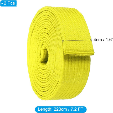 Taekwondo Colored Ranking Belts, Polyester Martial Arts Judo Karate Belt for Coach Teaching Practice Yellow 1.6IN x 7.2FT.