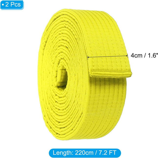 Taekwondo Colored Ranking Belts, Polyester Martial Arts Judo Karate Belt for Coach Teaching Practice Yellow 1.6IN x 7.2FT.