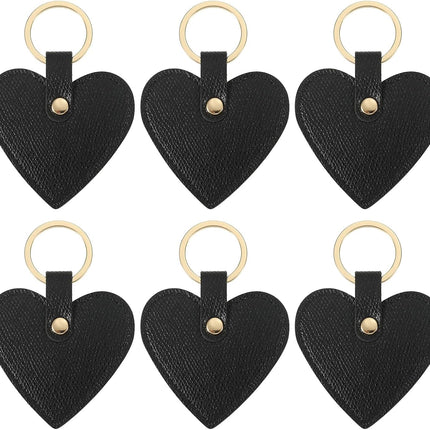 Heart Leather Keychain - Cute Valentine's Day Wedding Party Favors Black.
