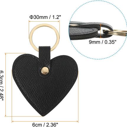 Heart Leather Keychain - Cute Valentine's Day Wedding Party Favors Black.