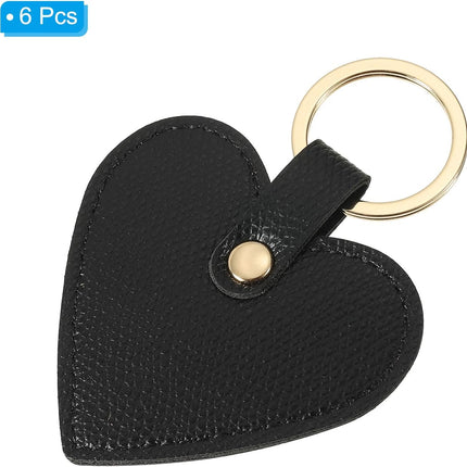 Heart Leather Keychain - Cute Valentine's Day Wedding Party Favors Black.