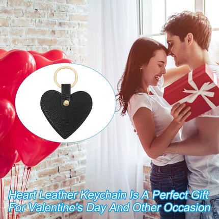 Heart Leather Keychain - Cute Valentine's Day Wedding Party Favors Black.
