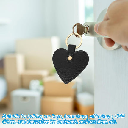 Heart Leather Keychain - Cute Valentine's Day Wedding Party Favors Black.