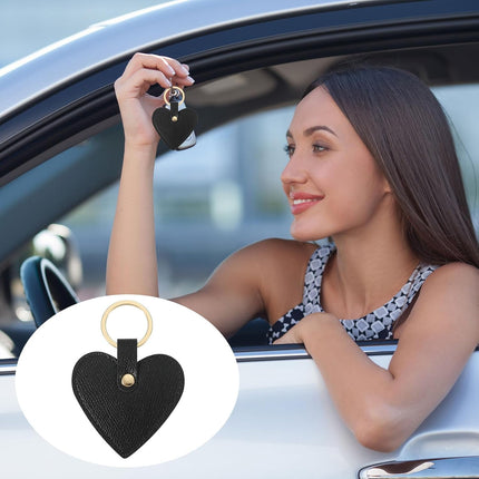 Heart Leather Keychain - Cute Valentine's Day Wedding Party Favors Black.