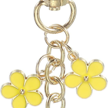 Cute Flower Keychains for Women, Enameled Charm Aesthetic Keychain Car Key Ring Pendant Chains Yellow -.