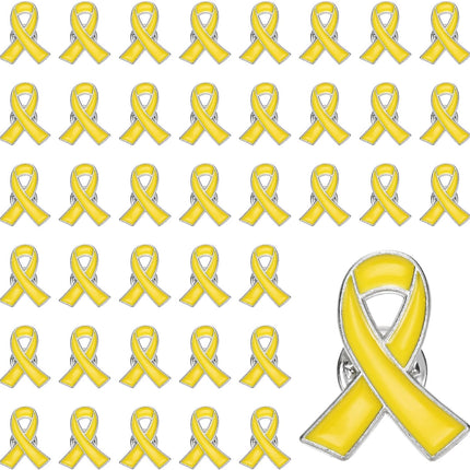 Ribbon Pins, Awareness Pins with Secure Clutch Back Enamel Lapel Brooch for Public Charity Support Fundraiser Events Yellow -.