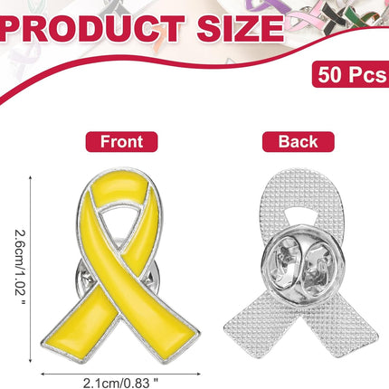 Ribbon Pins, Awareness Pins with Secure Clutch Back Enamel Lapel Brooch for Public Charity Support Fundraiser Events Yellow -.