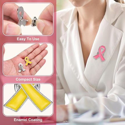 Ribbon Pins, Awareness Pins with Secure Clutch Back Enamel Lapel Brooch for Public Charity Support Fundraiser Events Yellow -.