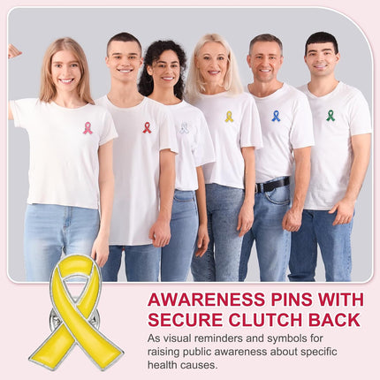 Ribbon Pins, Awareness Pins with Secure Clutch Back Enamel Lapel Brooch for Public Charity Support Fundraiser Events Yellow -.