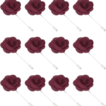 Flower Boutonnieres Pin, Handmade Camellia Lapel Pin for Men Women Suit Wedding Graduation Anniversary Brooch Outfit Accessories Burgundy -.