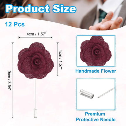 Flower Boutonnieres Pin, Handmade Camellia Lapel Pin for Men Women Suit Wedding Graduation Anniversary Brooch Outfit Accessories Burgundy -.