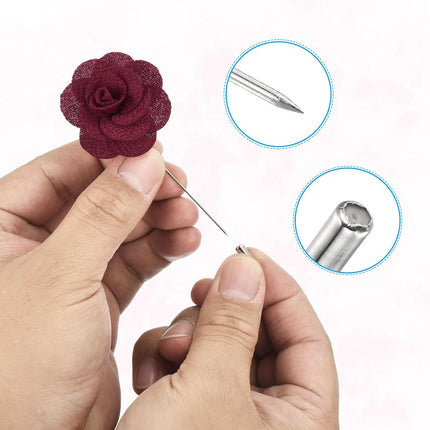 Flower Boutonnieres Pin, Handmade Camellia Lapel Pin for Men Women Suit Wedding Graduation Anniversary Brooch Outfit Accessories Burgundy -.