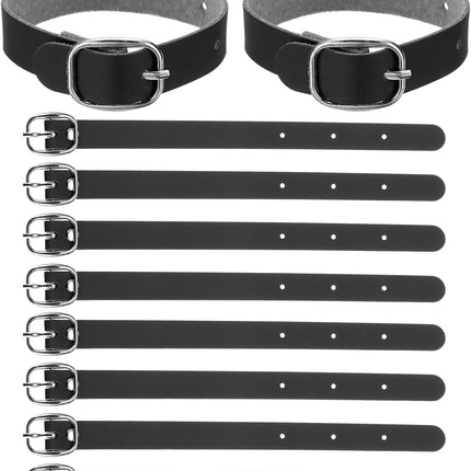 Luggage Tag Strap, 10 Pcs PU Leather Extender Buckle Straps Strap Holder Adjustable for Suitcase Hanging Accessories Travel, Black -.