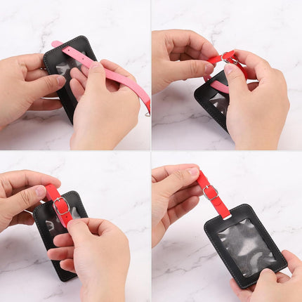 Luggage Tag Strap, 10 Pcs PU Leather Extender Buckle Straps Strap Holder Adjustable for Suitcase Hanging Accessories Travel, Black -.