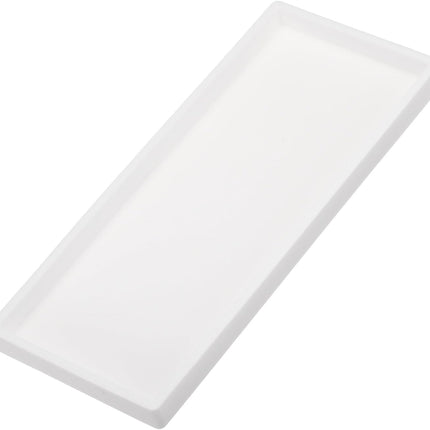 Silicone Bathroom Tray, 12" x 5" Soap Dispenser Tray Jewelry Organizer Dish for Restroom, Dresser, Kitchen Sink Jewelry, Coin, Key, Pure White 11.8" 4.9" 0.8".