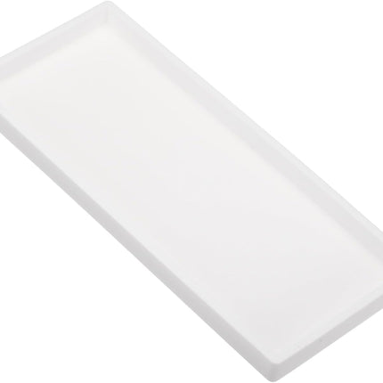 Silicone Bathroom Tray, 12" x 5" Soap Dispenser Tray Jewelry Organizer Dish for Restroom, Dresser, Kitchen Sink Jewelry, Coin, Key, Pure White 11.8" 4.9" 0.8".