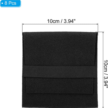 10x10cm Jewelry Pouches with Band, 8 Pack Microfiber Portable Soft Storage Bags Packaging for Necklace Bracelet Earring Watch Rings Brooch, Black -.